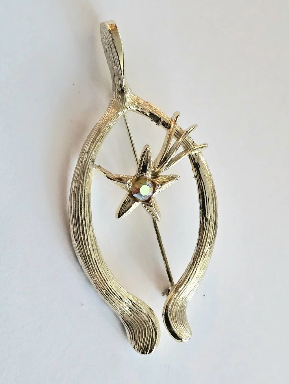 Vintage wishbone brooch wish bone pin shooting star good luck celestial whimsy